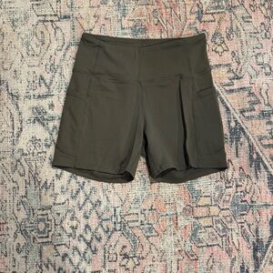 Women's High Waist Dark Green Shorts